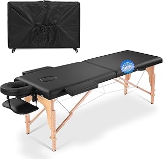 New Professional Massage Table Bed Portable with Rolling Travel Case, 500 LBS Load Capacity, Spa Salon Tattoo Esthetician ...