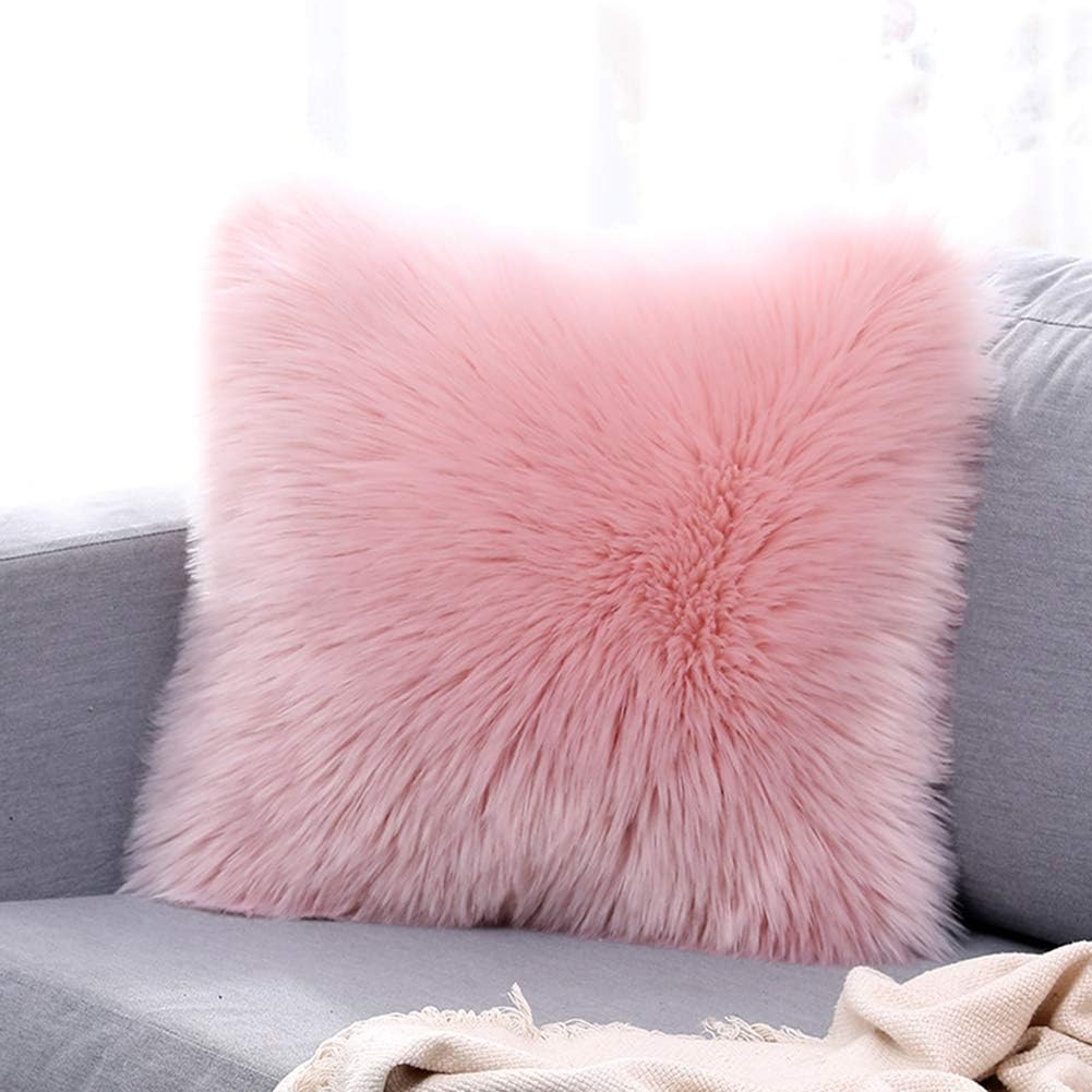 vctops Double-Sided Faux Fur Sheepskin Decorative Throw Pillow Cover Luxury Super Soft Plush Cushion Case for Sofa or Bed (20"x20",Purple)