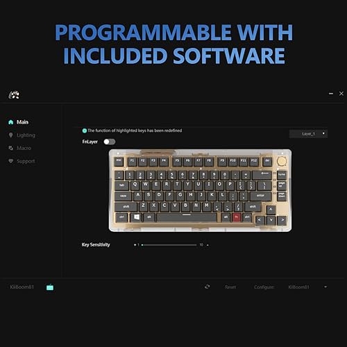 Miniatura 6 de KiiBoom Phantom 81 - Teclado mecánico montado en junta intercambiable en caliente al 75%, BT5.02.4GHzUSB-C, teclado inalámbrico para juegos NKRO con