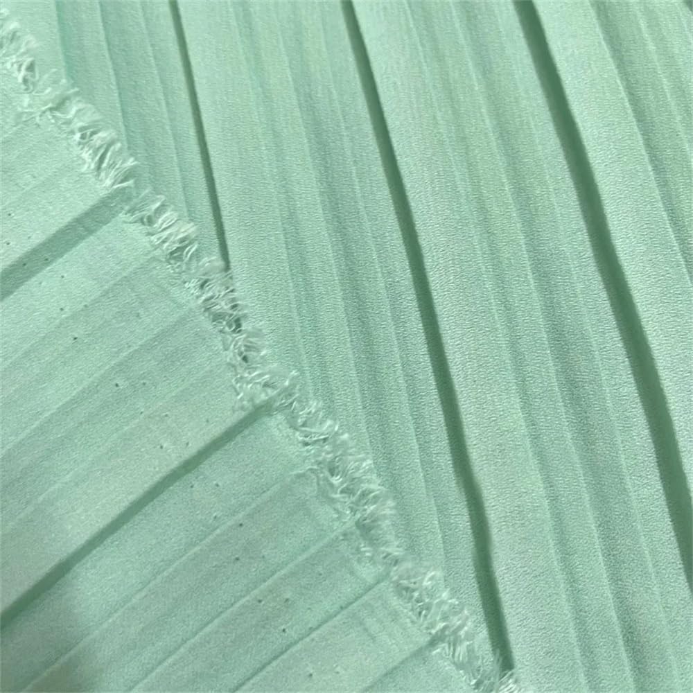Cinta iridiscente con volantes, Vestido de falda acordeón tela gasa con hilo perlas y volantes plisados ​​de 1,5 m, color aguamarina, 0,5-1m largo, 200g(1M long#200g)