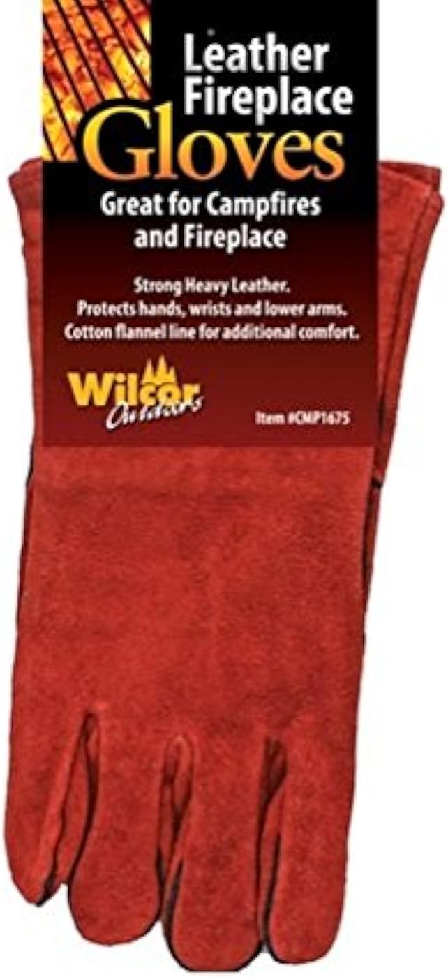 Campfire Fire Place Tender Gloves (Strong Heavy Leather)(Colors May Vary)