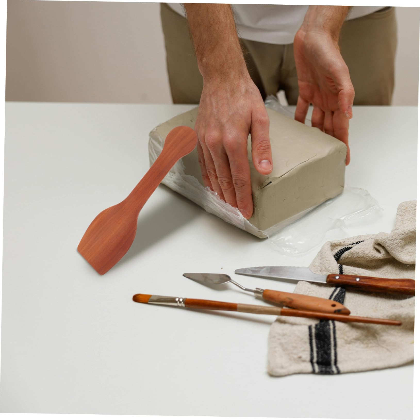 Anneome Herramienta para Modelado de Arcilla y Madera Marrón, Paleta de Arcilla de Madera Fácil de Manejar para Artesanía y Modelado