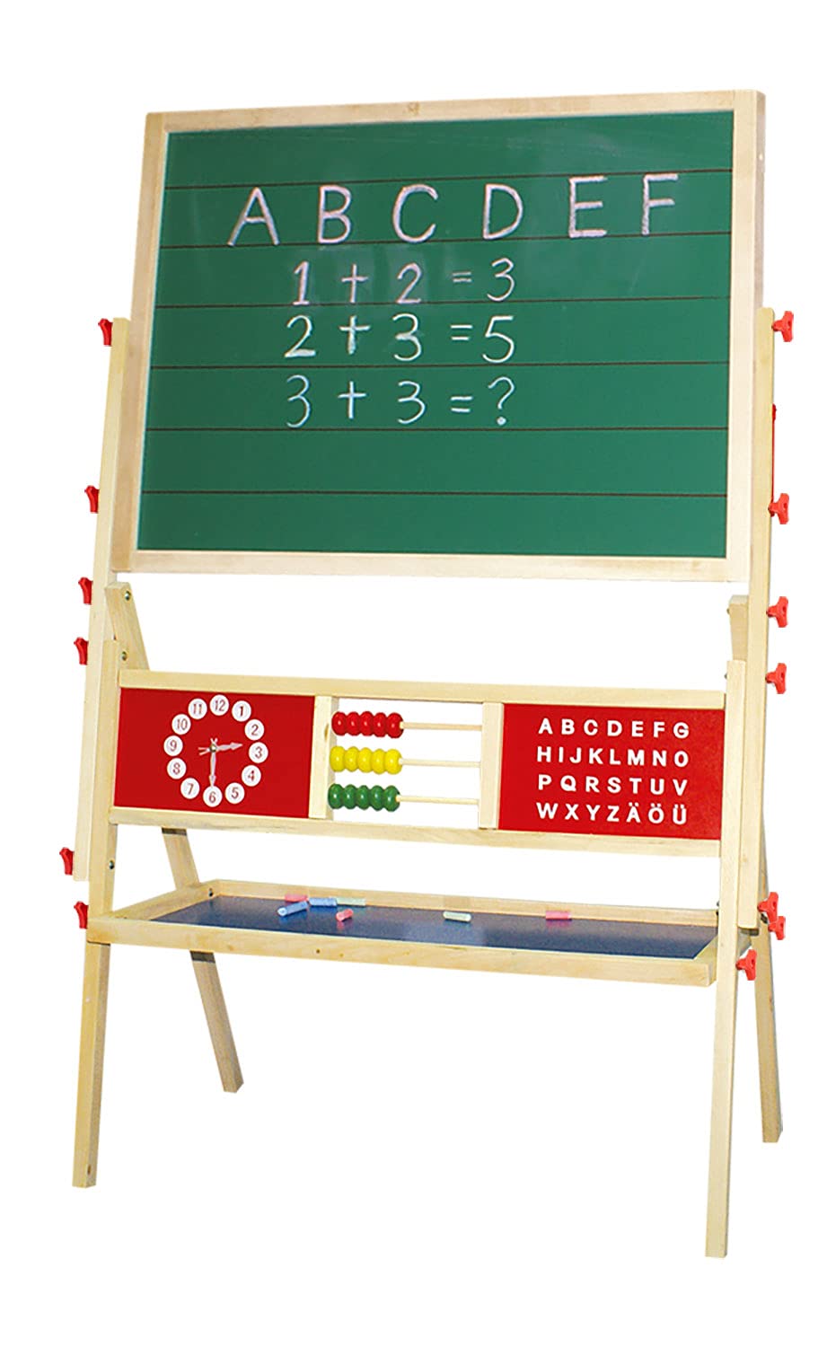 Idena 20106 - Magnet-Standtafel mit Ablage, 2 seitig mit Kreidetafel und Whiteboard, ca. 76 x 38 x 118 cm groß, zum Malen, Schreiben und Rechnen