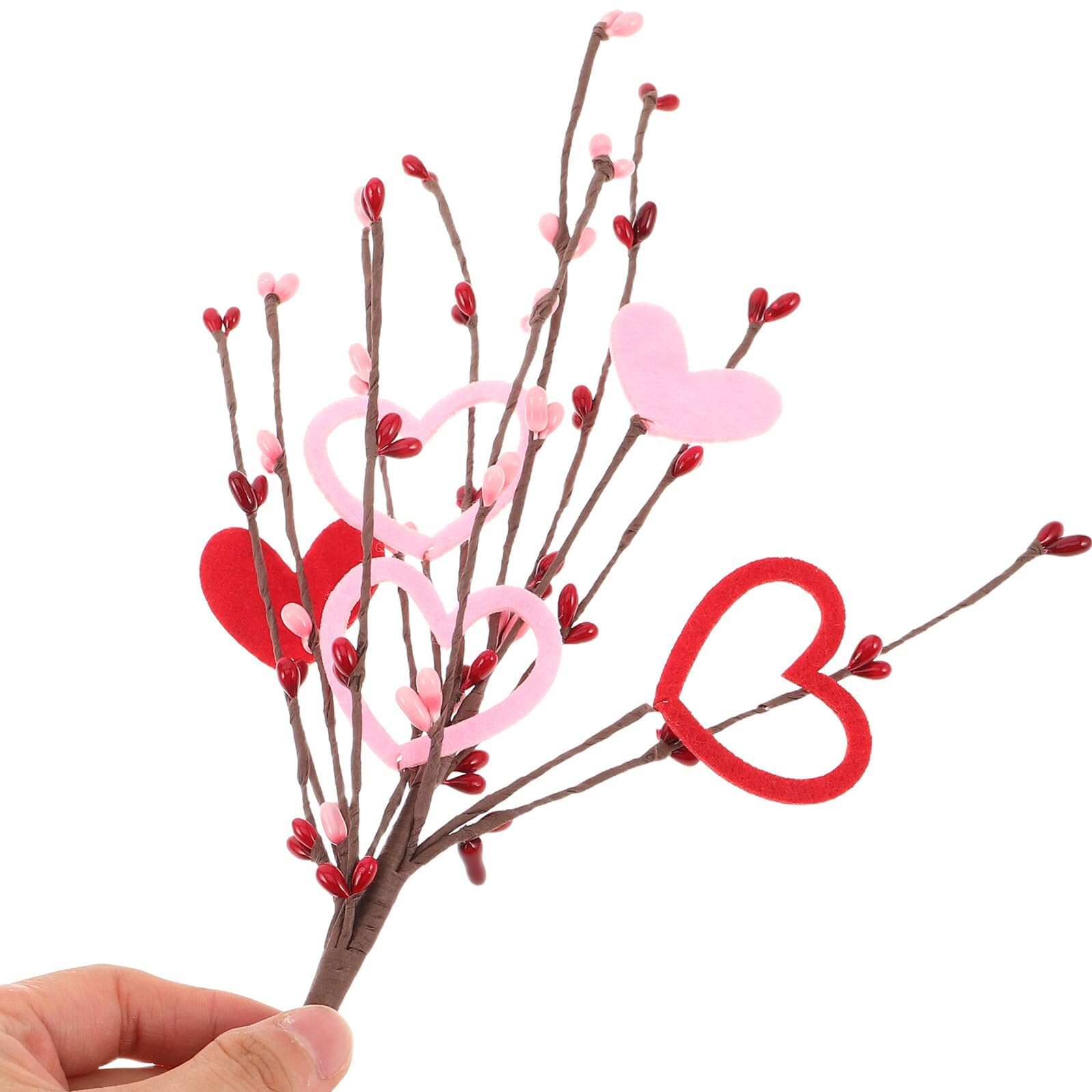 Gatuida 10 Piezas de Ramitas Artificiales Bayas Rojas y Forma de Corazón Ramo Decorativo para San Valentín Obsequio Romántico y Decoración para Bodas Mesas y Aniversarios