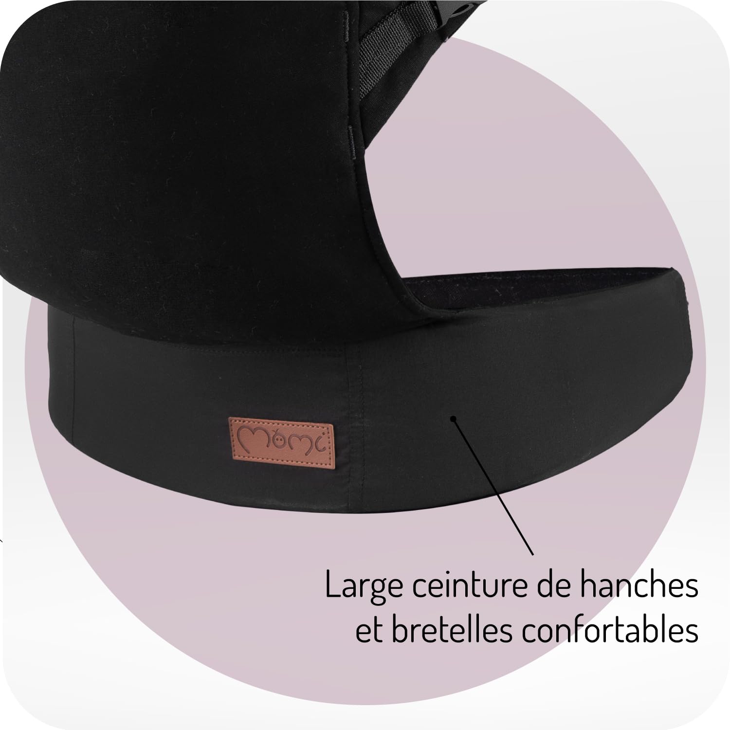 MoMi COLLET Porte-bébé pour enfants de 3 à 48 mois (poids de 3 à 15 kg), 2 positions de portage avec 6 points de réglage, avec capuche et appui-tête