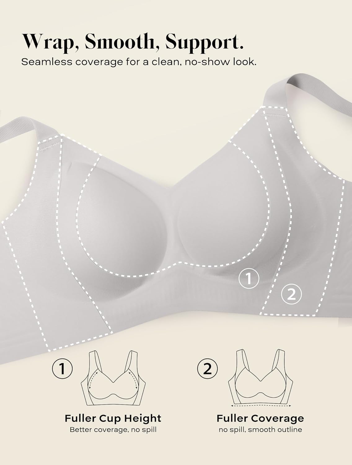COMFELIE No-Wire Minimizer Bra Women Full Coverage Seamless No Underwire Push Up with Side & Back Smoothing for Large Busts - Image 5
