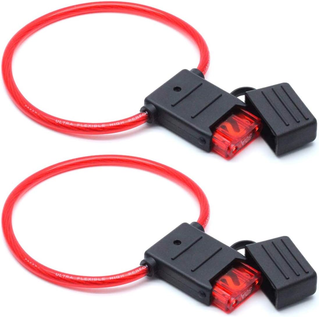 2 Pcs Automotive in-line Blade Fuse Holder for Large Vehicles 50 Amp Automotive Blade Fuse 8 AWG 50A (MAX-50)
