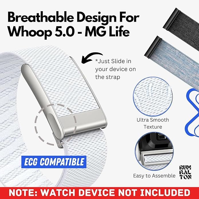 Image of Nylon Wrist Strap for Whoop 5.0 Life /MG Band ECG Compatible Strap - Durable, Adjustable Strap | Breathable, Comfortable Bands for Workout, Sleep (Device Not Included)