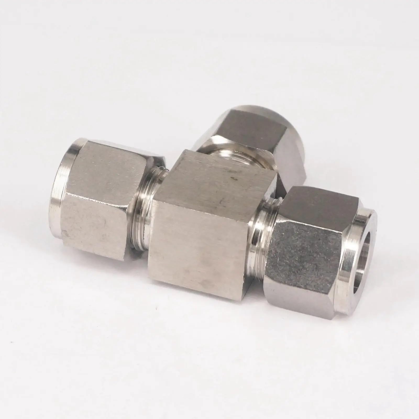 Conector en T de 3 vías Conector de tubería en T, Conector 3 vías Iguales, Casquillo Acero Inoxidable, Adaptador conexión compresión Aire neumático