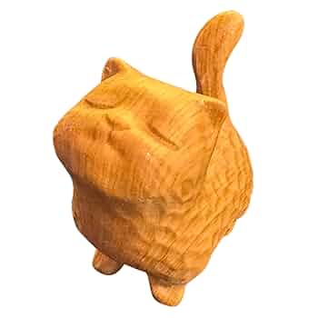 木製 招き猫 中型 茶色 木製 茶色 中型 招き猫