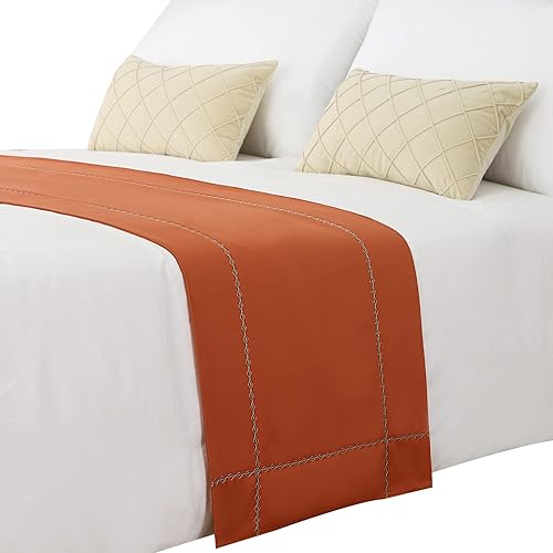 Vista 23 de Camino de cama de 102.4 x 19.7 in para cama King, mantas para pie de cama, color beige, camino de cama, bufandas para dormitorio, hotel, sala