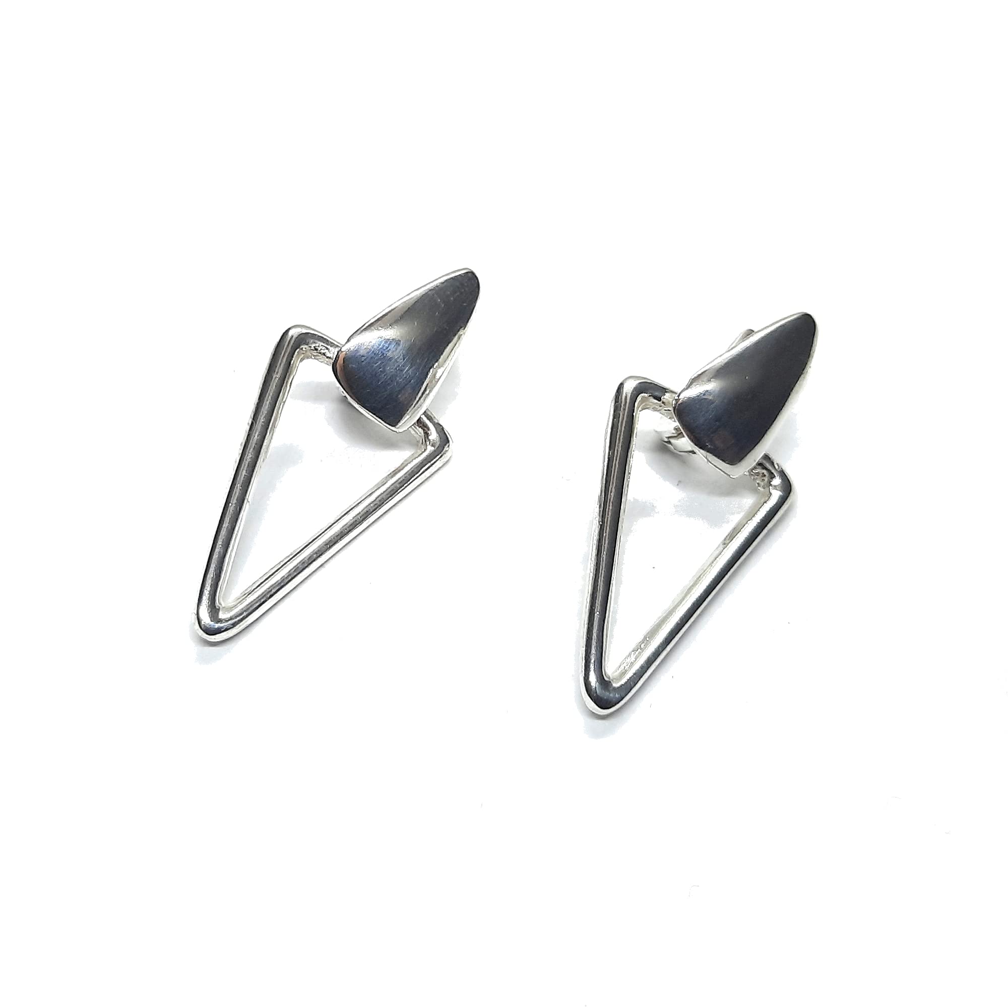 Pendientes colgantes triangulos de plata esterlina maciza con sello de 925