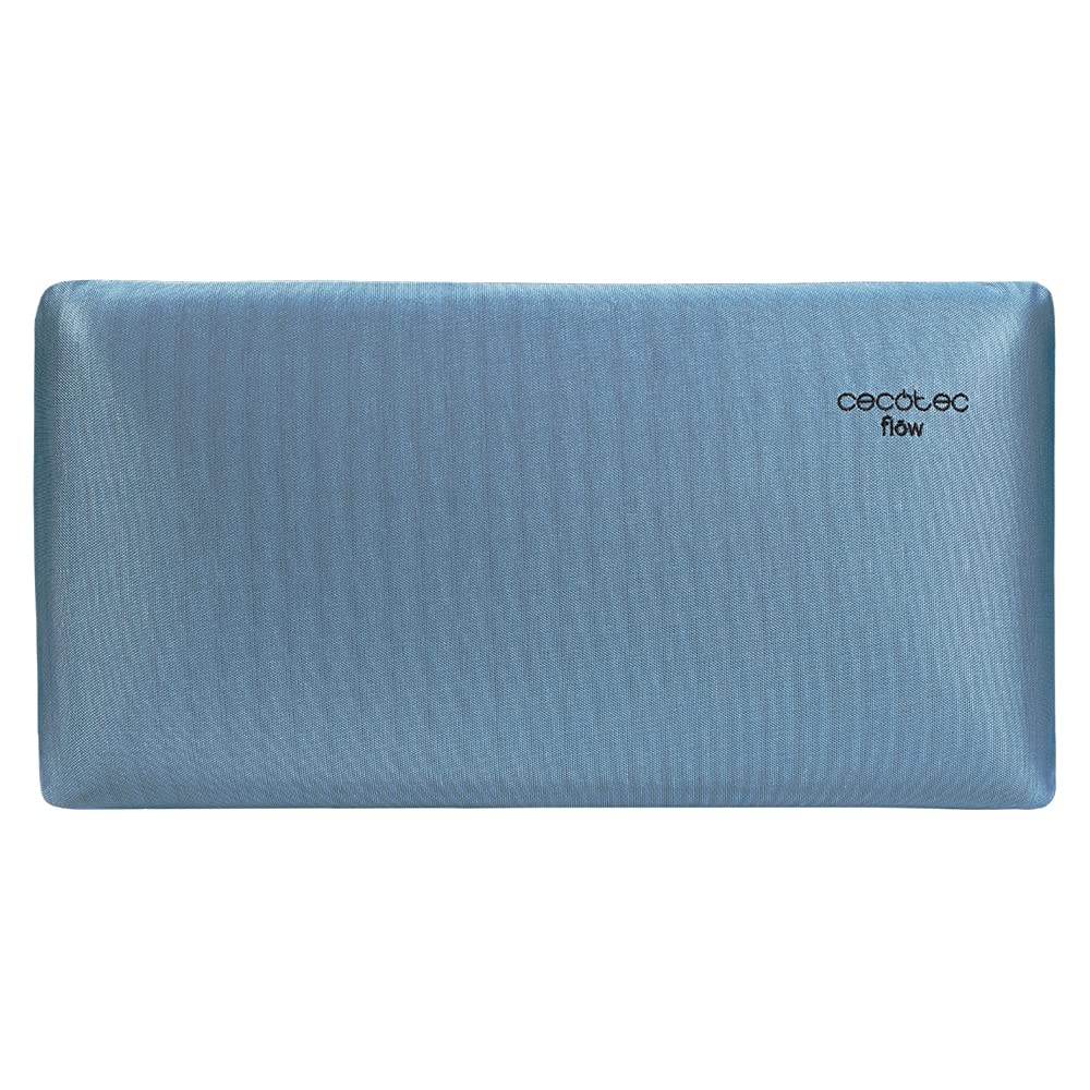 Cecotec Almohada Flow Luxury 150 cm. 100% Viscoelástica, Firmeza Medio-​Alta, Núcleo con Carbono Activo, Tacto Extra Suave, Funda Transpirable Azul Metalizada, Antiácaros y Antibacterias