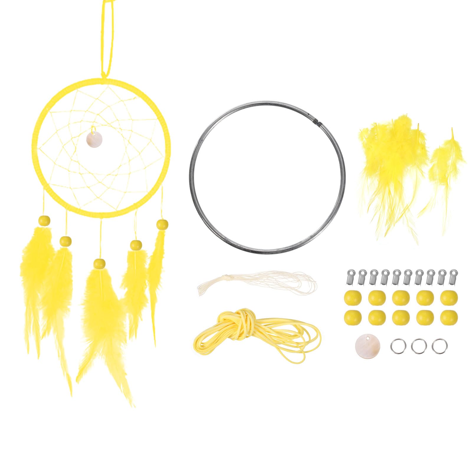 PATIKIL DIY Dream Catcher Kit, Making Dream Catcher Supplies Wall Hanging Handmade Dream Catcher Kits for Beginner Style 3, Yellow