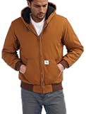 Men's Loose Fit Quilted Flannel Lined Workwear Waterproof Active Jacket Hooded Work Coat