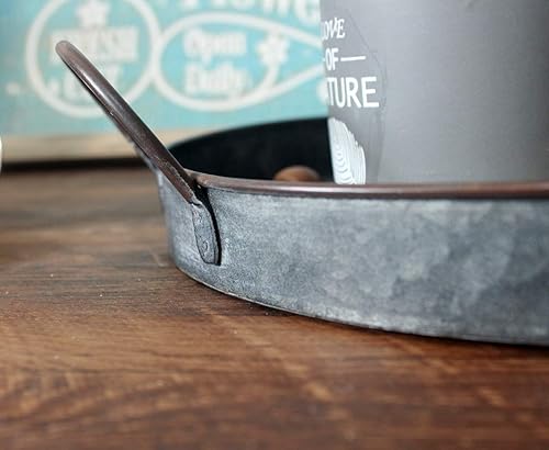 Miniatura 7 de Bandeja redonda de metal galvanizado redondo de 10,2 pulgadas con asas