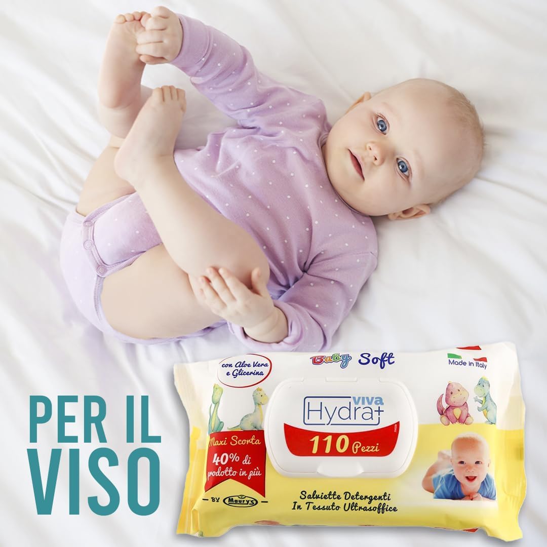 Maury's Salviette per Neonati Idratanti e Detergenti - Umidificate a Base di Acqua per Pelli Sensibili e Delicate con pH Neutro - Corpo Viso e Cambio Pannolino (CLASSIC - 2640 Pz (24 Confezioni))