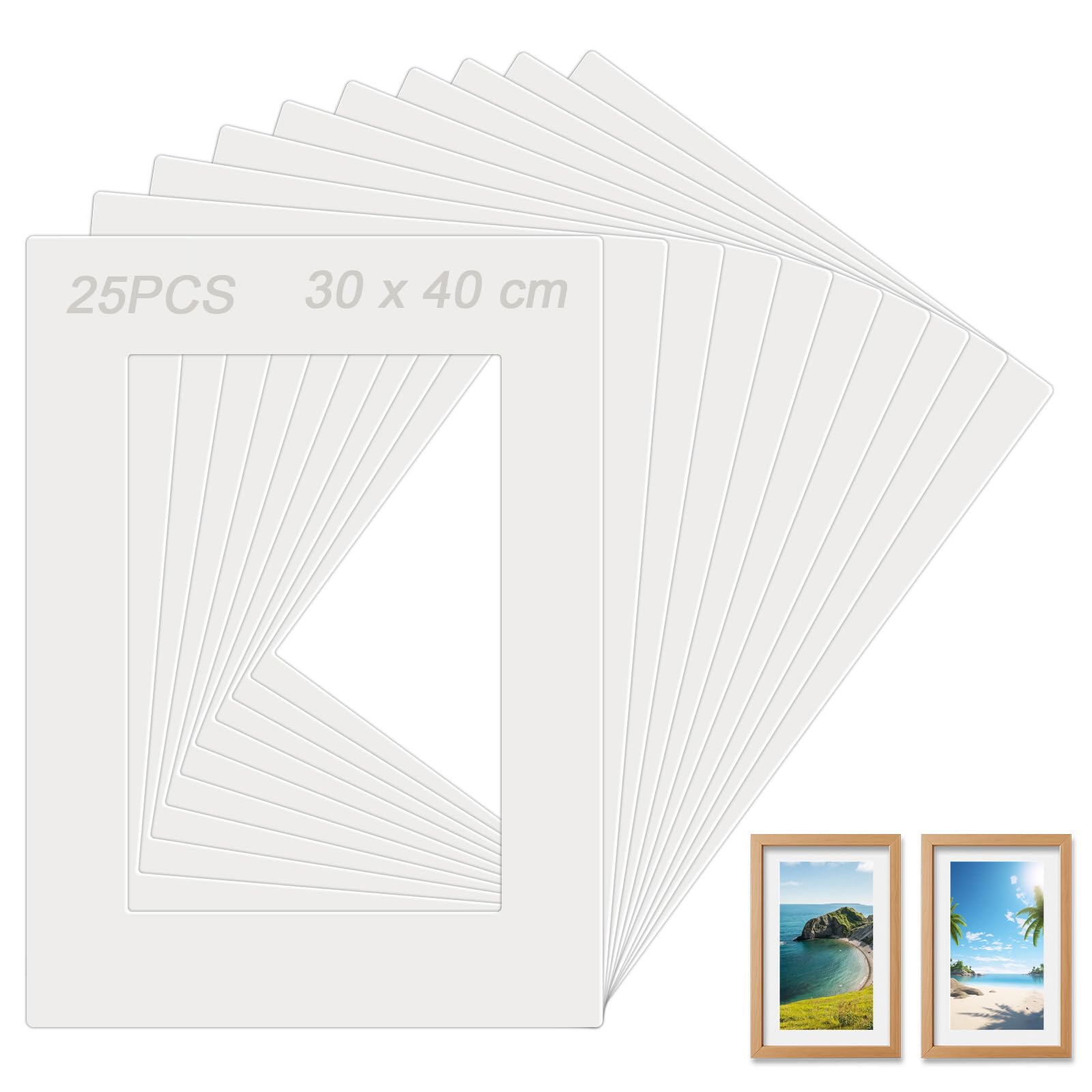 25 pezzi passepartout 30 x 40 cm, bianco passepartout, passepartout 30 x 40 cm, taglio obliquo, passepartout per immagini 20 x 30 cm, passepartout, acquista passepartoute A3 per foto