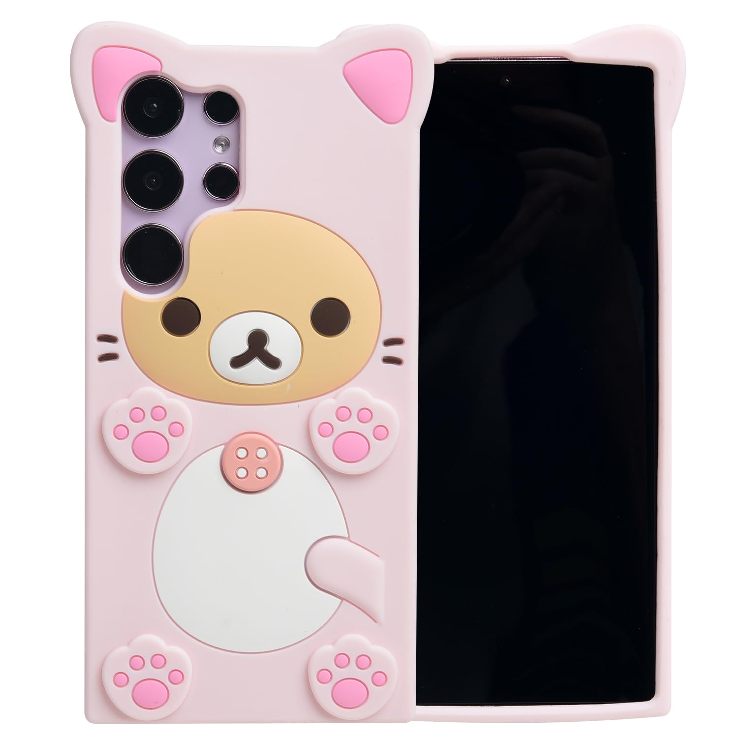 MONEHOYSY Cartoon Case for Samsung Galaxy S24 Ultra 6.8", Fashion Cute 3D Cute Kitty Kawaii Soft Silicone Animal tective Gel Shockof Gel Back Cover