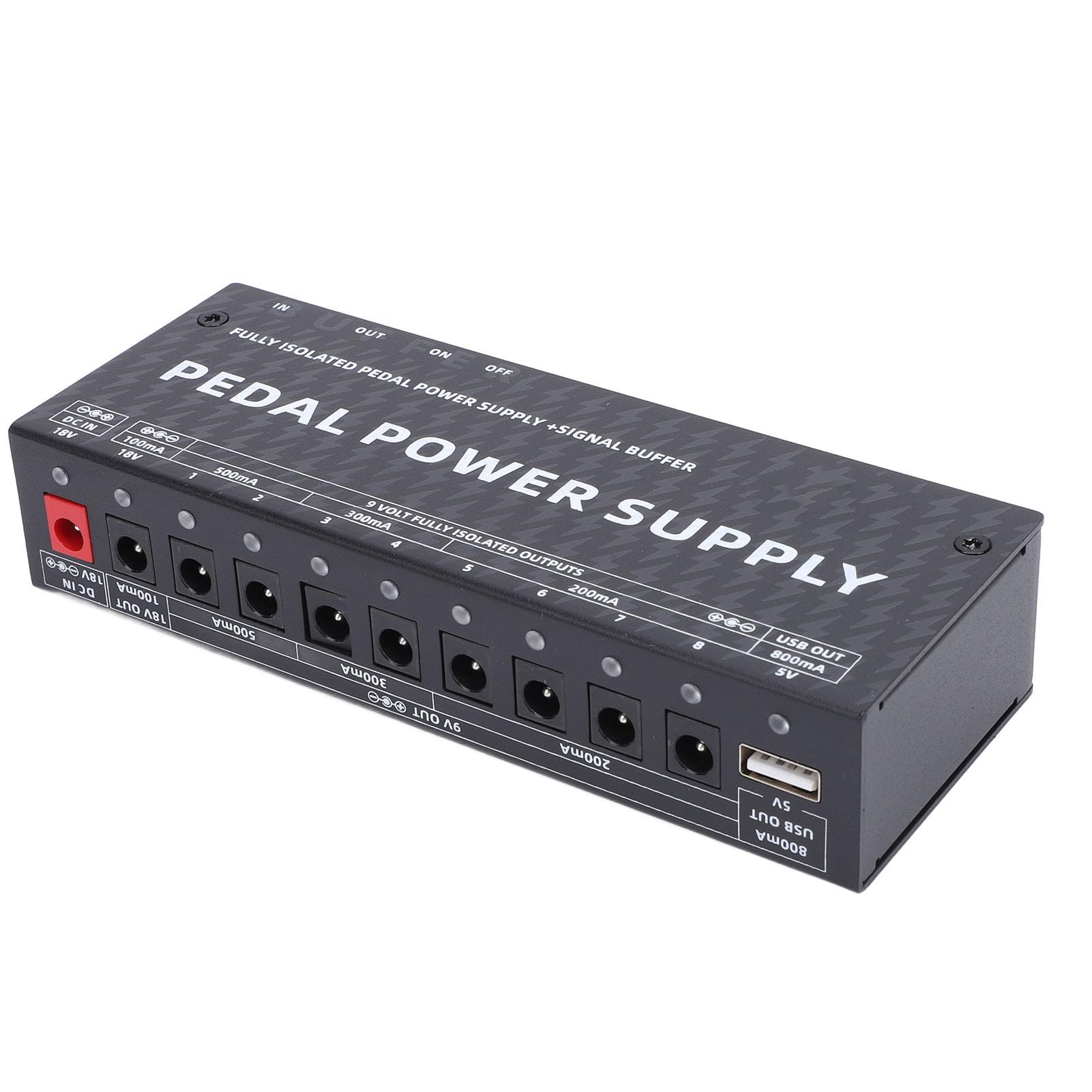 Alimentatore a pedale per chitarra, indicatore LED per dispositivi 9V 18V per esercizi di potenza (spina UE)