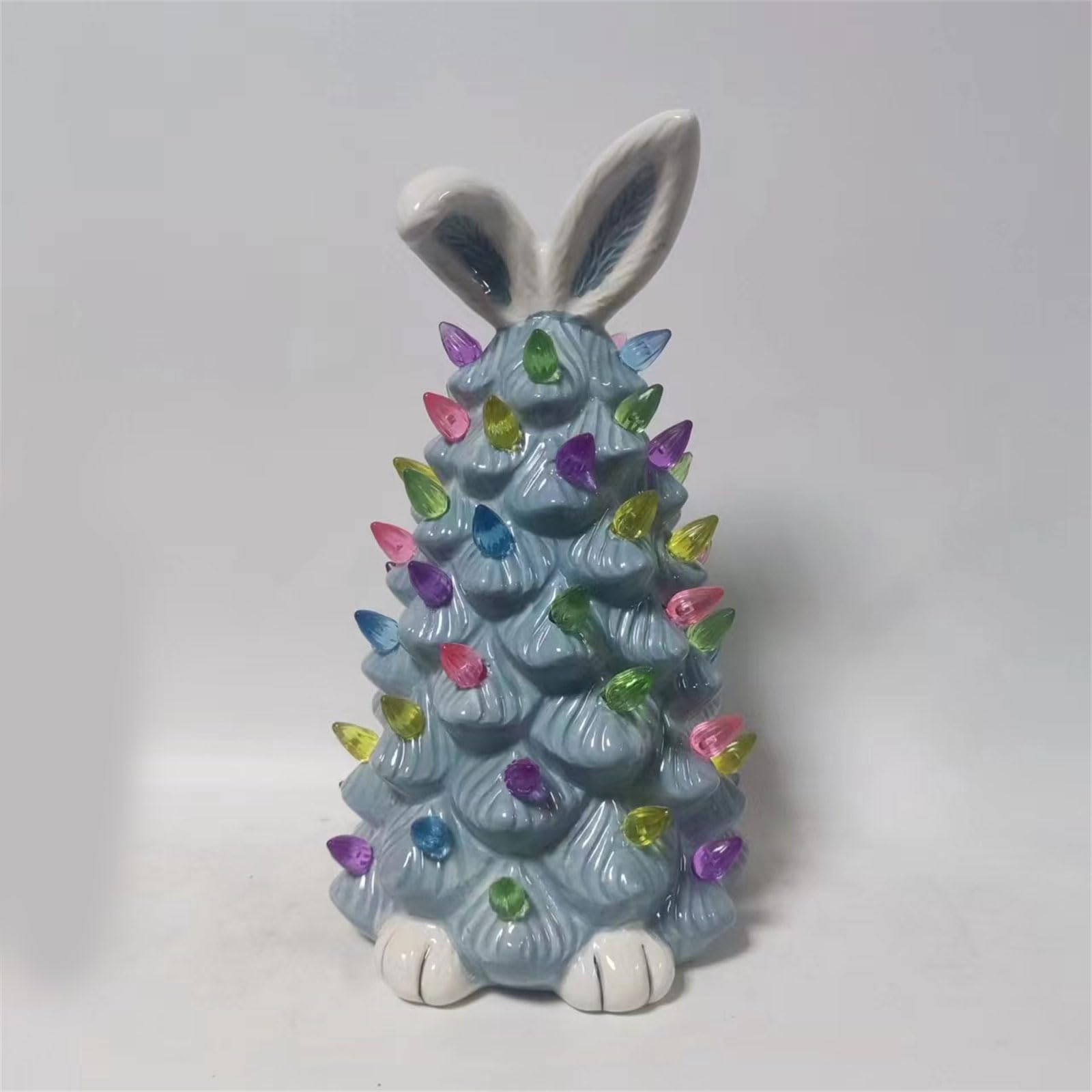 Ornamenti a forma di coniglietto pasquale, statuette per la decorazione festiva della casa e regali, in ceramica bianca, ornamenti in resina