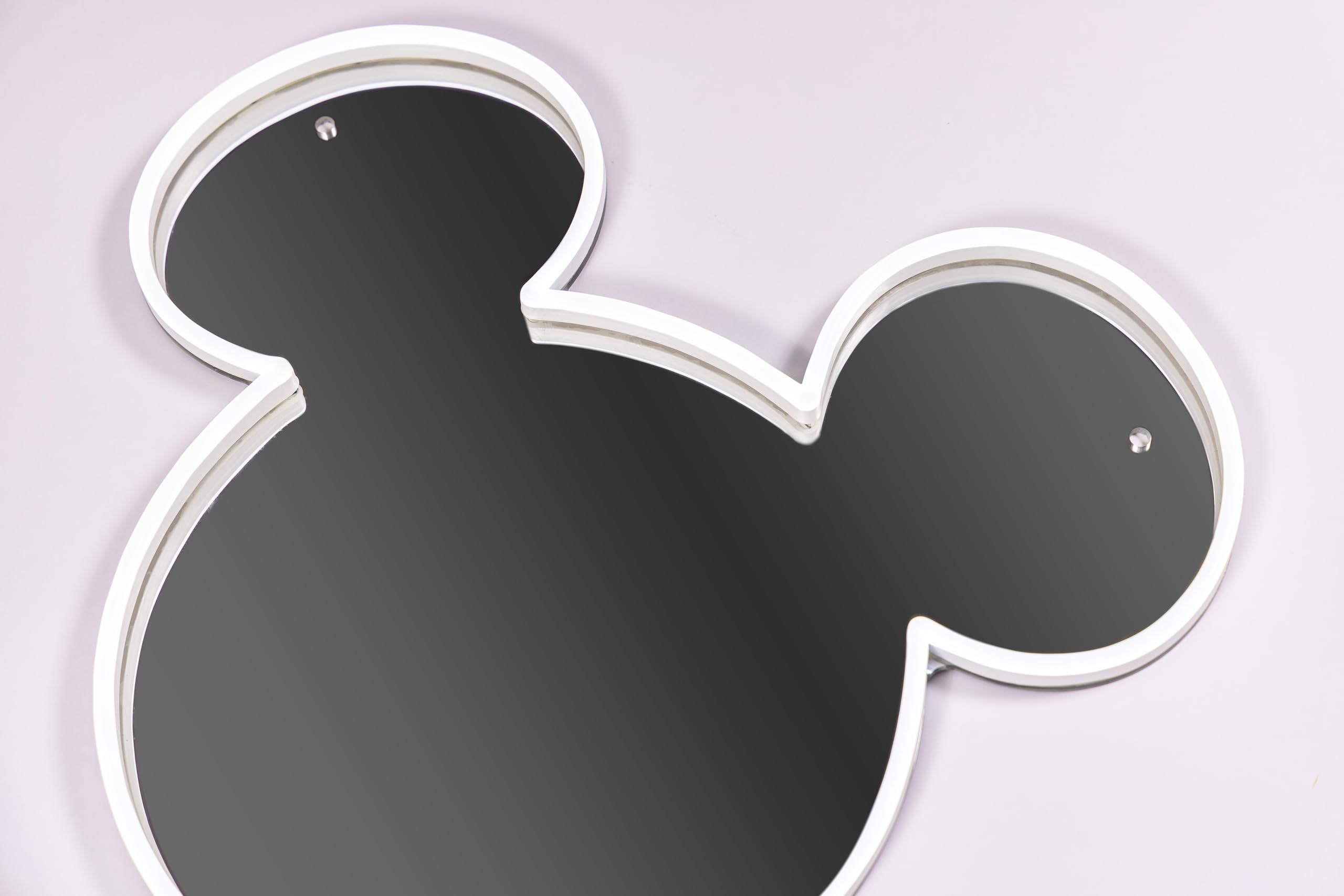 YELLOWPOP Letreros de neón, espejo de Mickey Mouse de Disney (plateado), letreros de neón para decoración de pared, luces LED de neón de bajo consumo para todas las paredes, letrero de neón