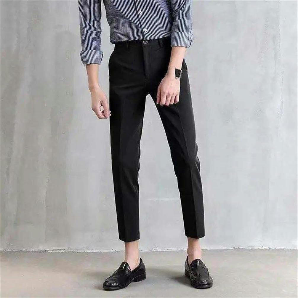Spring and Autumn Solid Colors Business Style Men's Simple High Waist Casual Business Work Small Foot Straight Pants