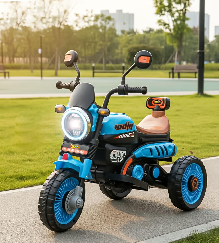 Luusa Cruise Rechargable Electric Kids Bike with Music&LED, Kids Scooter Bike for 1-5 Years Boys&Girls Powered by 6V Battery & Motor for 4.5-6Hr Ride with Foot Accelerator-image-30