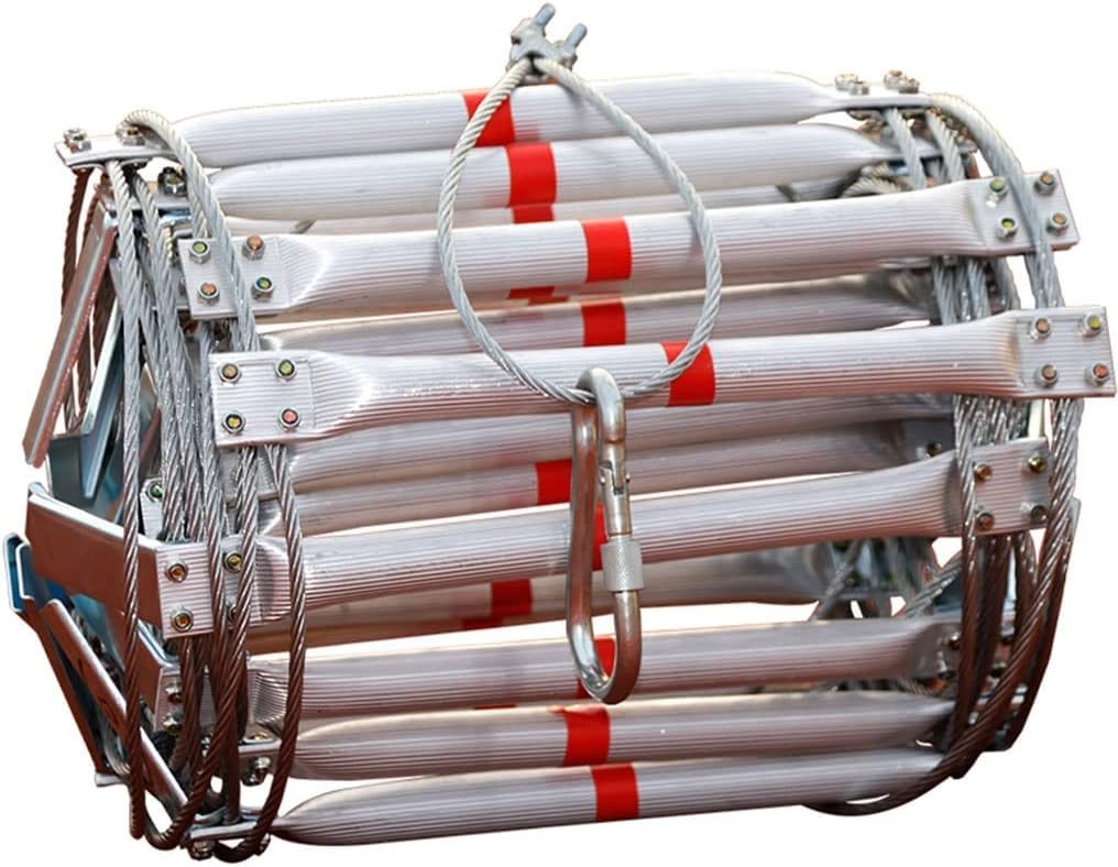 Escalera Plegable De Emergencia En Caso De Incendio, Escalera De Cuerda De Alambre Resistente A Las Llamas De Aleación De Aluminio Multifuncional Reutilizable, Esca(Size:12M/39.4FT,Color:40cm Spacing)