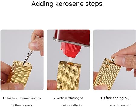 Vintage Trench Kerosene Lighter, Metal Side Slide Ignition Lighter, Four-Sided Embossed Design, Men's Portable Lighter, Suitable for Collection, Candles, Outdoor, Gifts(A)