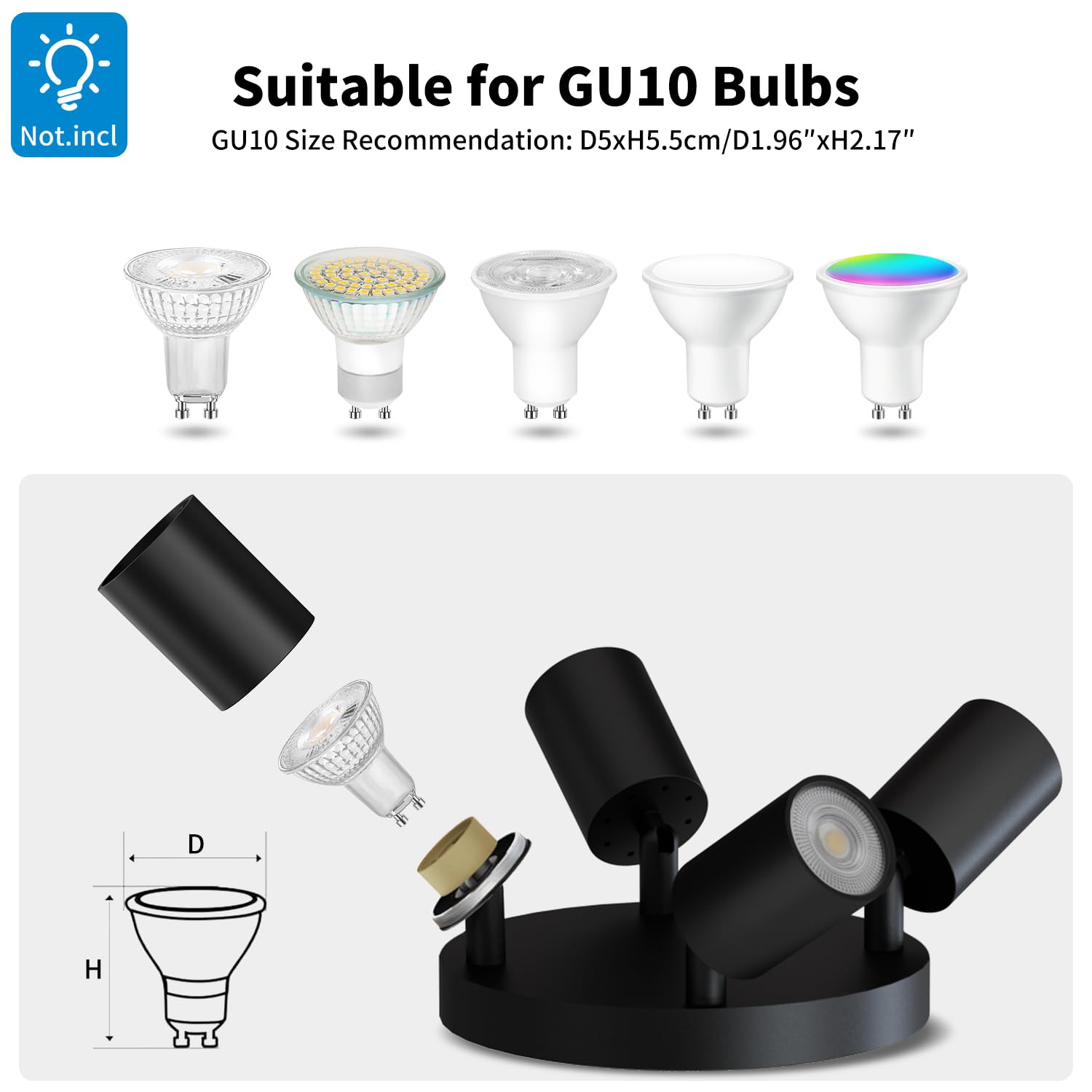 LVWIT GU10 Circular Ceiling Light,Kitchen Lights Ceiling,Black Light Fittings Ceilings,4 Way Ceiling Spotlight Fitting,GU10 Base Spot Lights for Kitchen Lounge Bedroom Dining Room(Bulb Not Included) - Image 3
