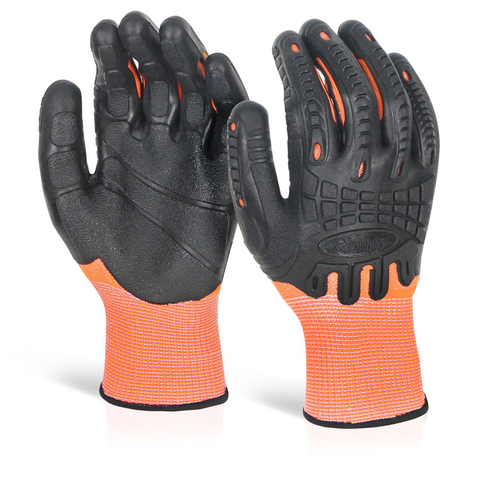 Beeswift Glovezilla Cut Resistant Fully Coated Impact Glove/Tear Resistance Safety Gloves Personal Protective Equipment Work Gloves PPE Workwear โ Orange/Black - XX-Large - 1 Pair โ image 1