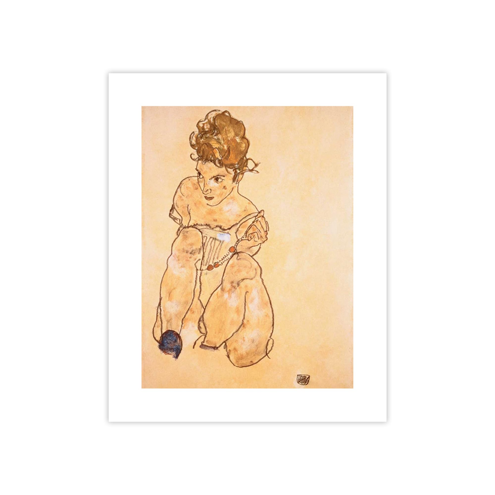 Poster Egon Schiele Seated Girl in Slip pour habiller un grand mur vide avec élégance 100x75