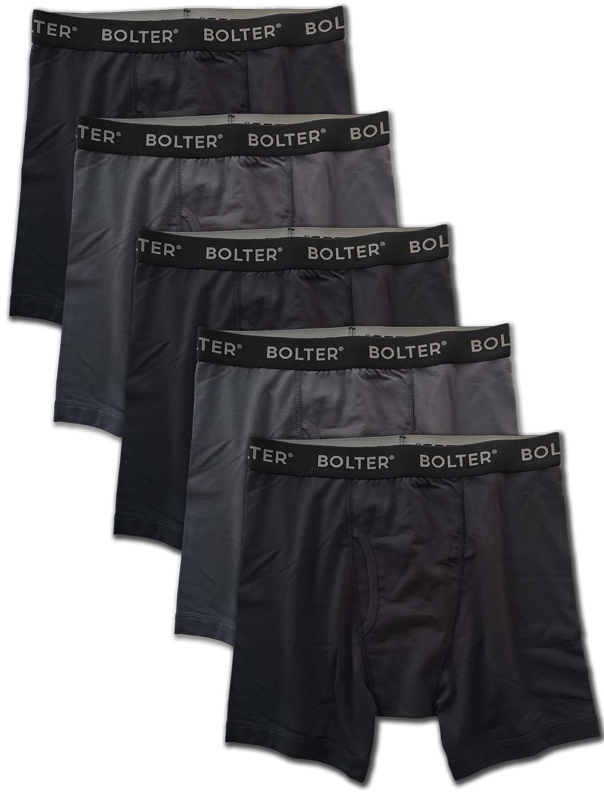 BolterMen's 5-Pack Boxer Briefs Cotton Spandex Stretch