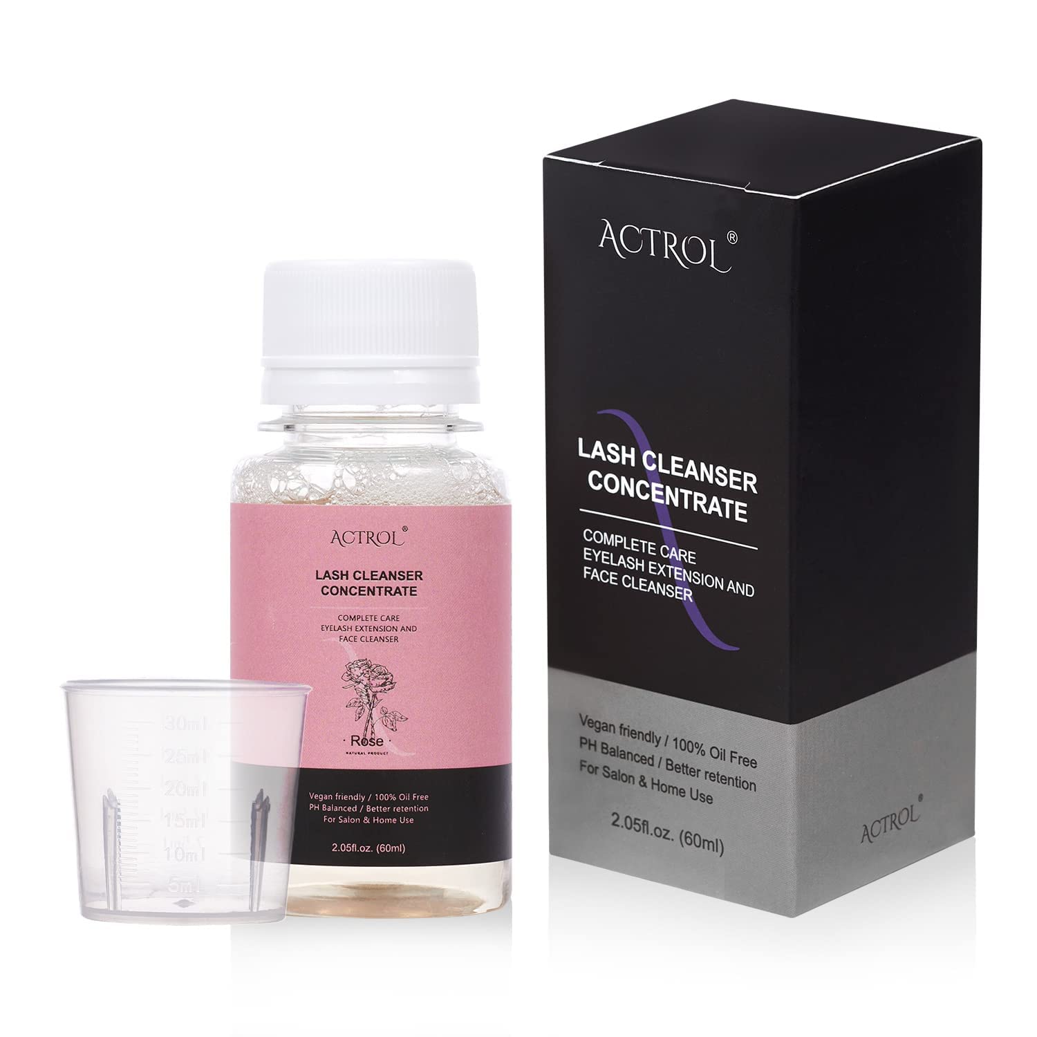 ACTROL Kirpik Temizleyici Konsantre 60 ml Gül Profesyonel Kirpik Şampuan Köpük Temizleyici Kendin Yap Paraben & Sülfat İçermez Saç Uzatma için Kirpikler Salon Ev Bakım - 12 Şişe