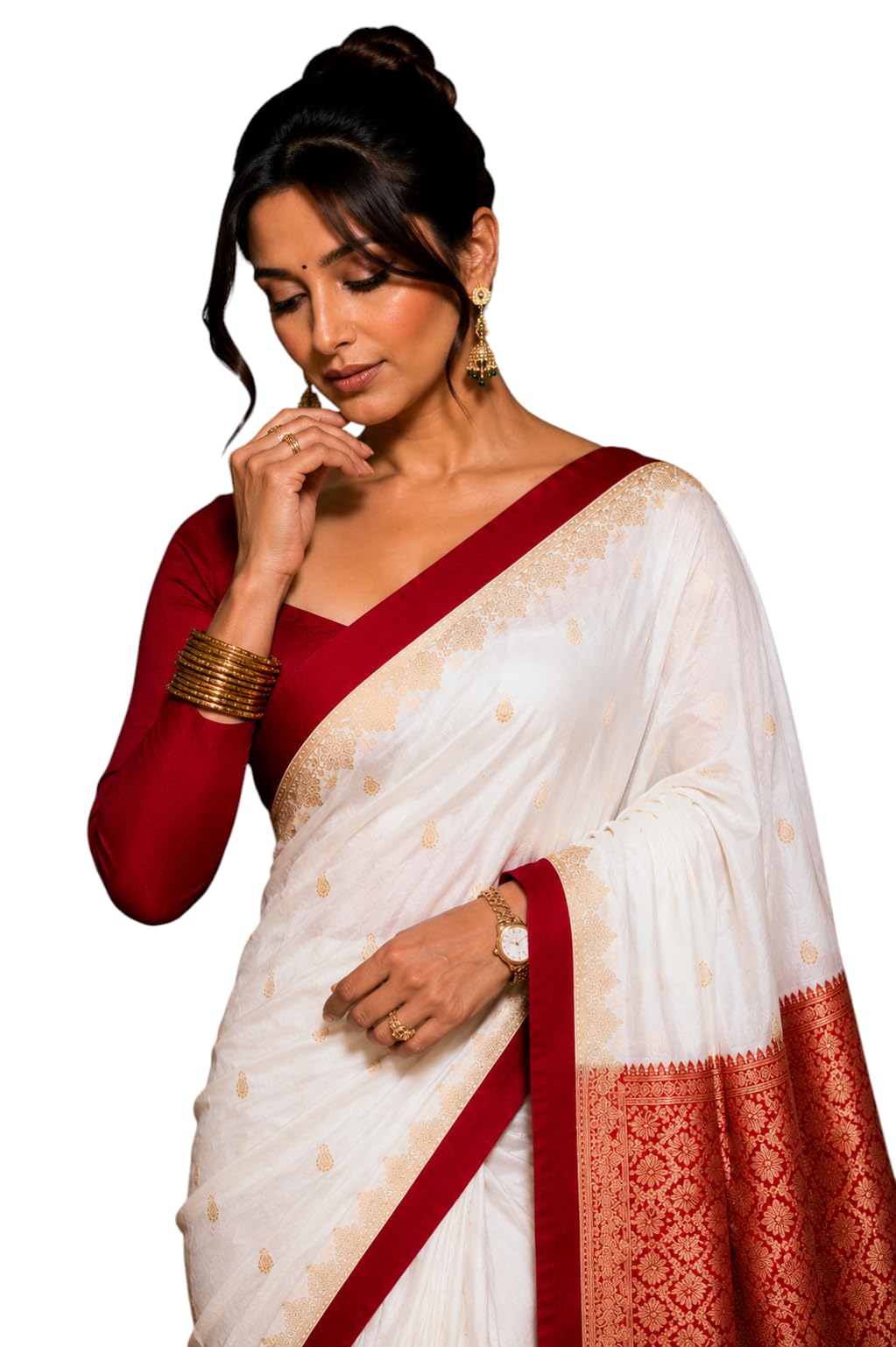 Banarasi Satin Silk Saree with Silver Zari for Women | Pure Designer Sari | Wedding Party Traditional Outfit | Latest Ethnic Fashion Bollywood Style-image-29