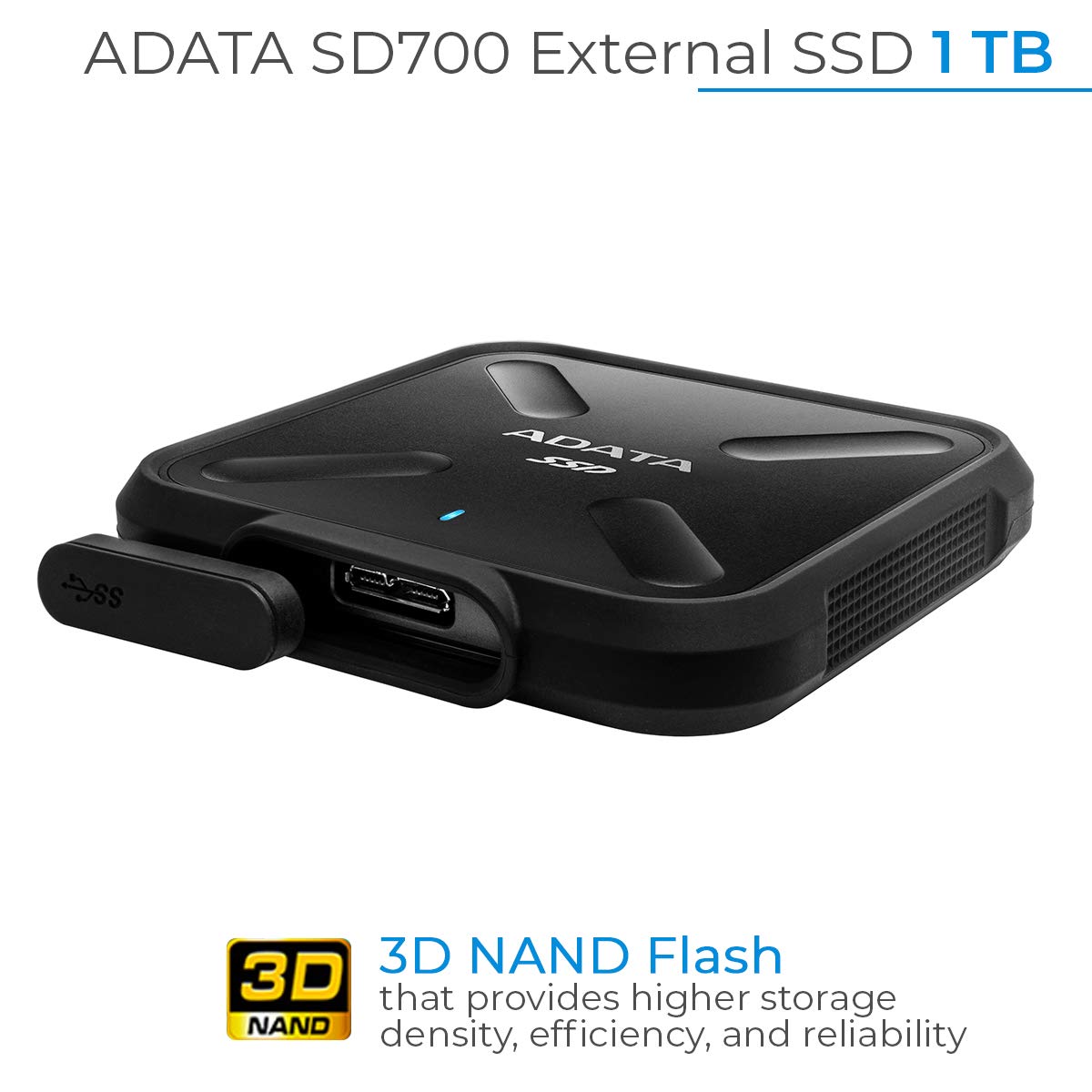 Amazon | ASD700-1TU3-CBK [1TB ポータブルSSD SD700 USB 3.1 IP68