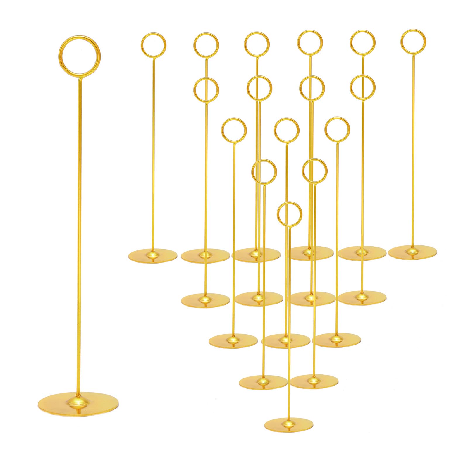 Urban Deco 16 Pieces Table Card Holder 12 inches Gold Place Steel Card holders for Photos, Food Signs, Memo Notes, Weddings, Restaurants, Birthdays.