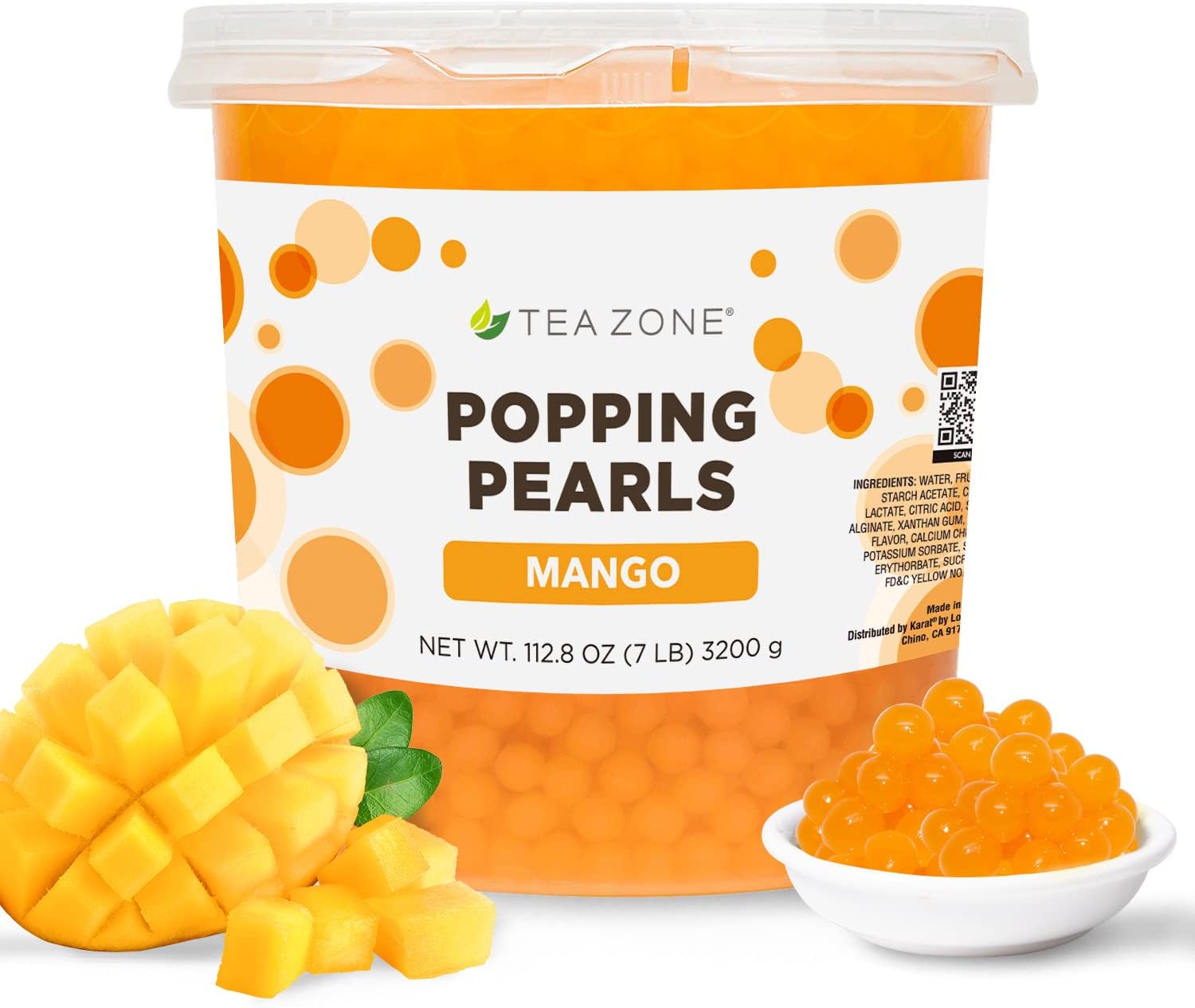 Tea Zone B2051 Mango Popping Pearls, 7 lb.