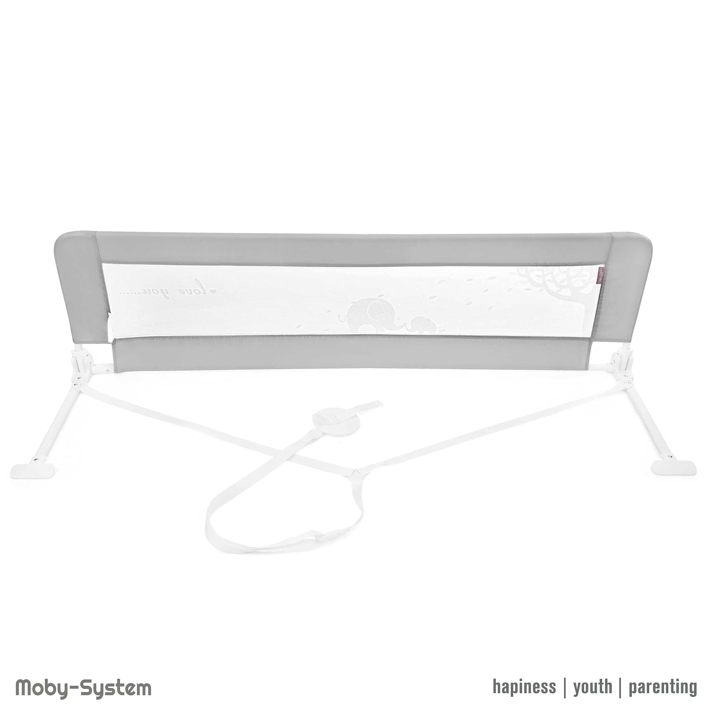 Moby-System Barriera Letto Bambini Pieghevole – Barriera di Sicurezza Anticaduta con Doppia Parete e Rete Traspirante, Conforme BS 7972 – 154×42 cm