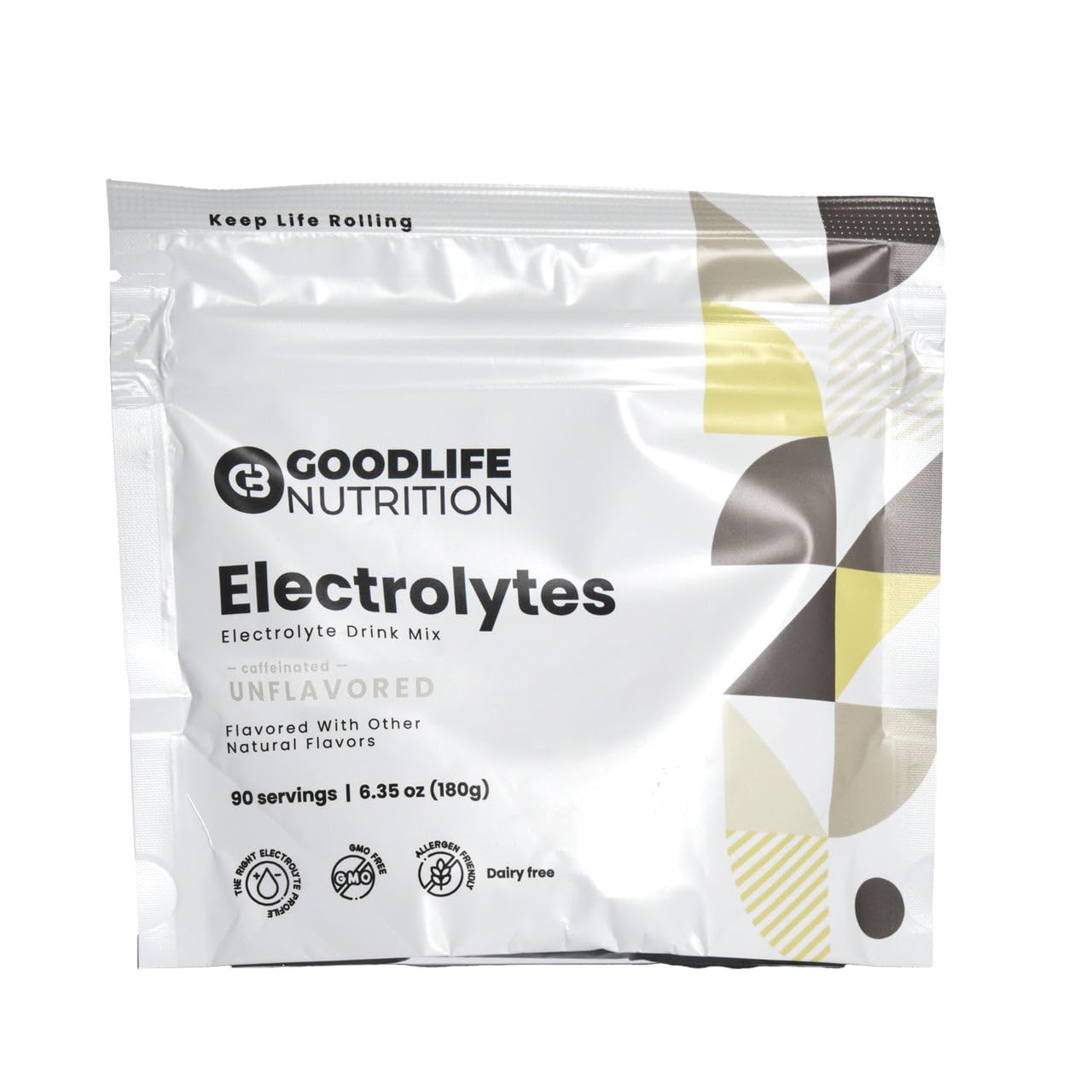 Electrolytes - Electrolyte Drink Mix (90 Serving Bag, Unflavored + 50mg Caffeine)