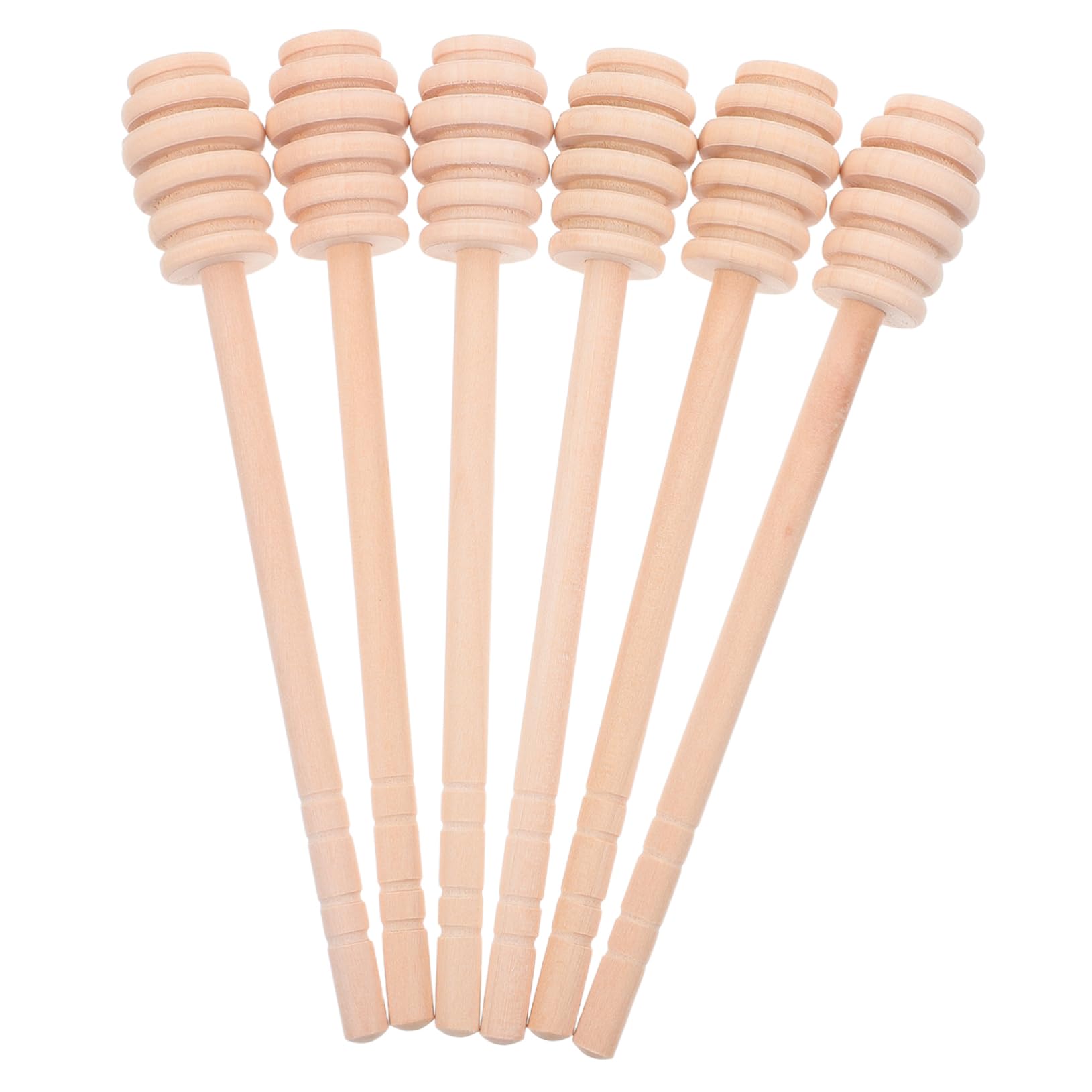 Unomor 6pcs Vintage Wooden Honey Dippers Honey Mixing Stirrer Syrup Jam Ergonomic Design for Parties and Daily Use and Easy to Clean