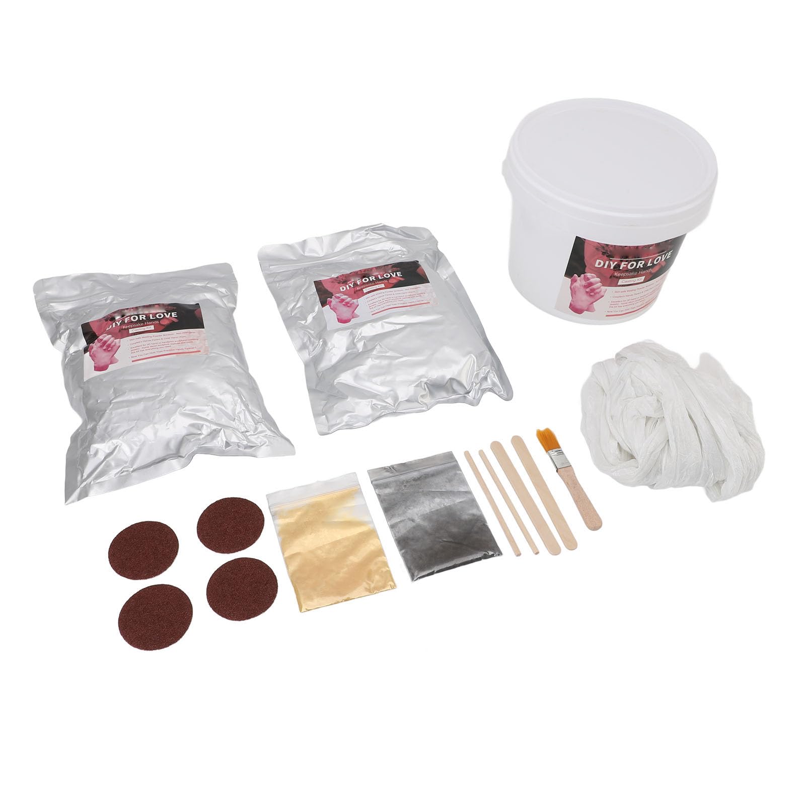 FILFEEL Kit per Fusione a Mano 3D per Coppie e Famiglie – Set per Modellare Polvere di Gesso con Polvere d'oro/argento, Carta Vetrata e Strumenti – Crea Ricordi Duraturi per Anniversari, Matrimoni,