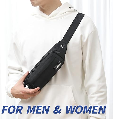 Miniatura 6 de MOCOCITO Riñonera cruzada para hombres y mujeres, con 4 bolsillos con cremallera, bolsa de cintura para correr, con cinturón ajustable para viajes,