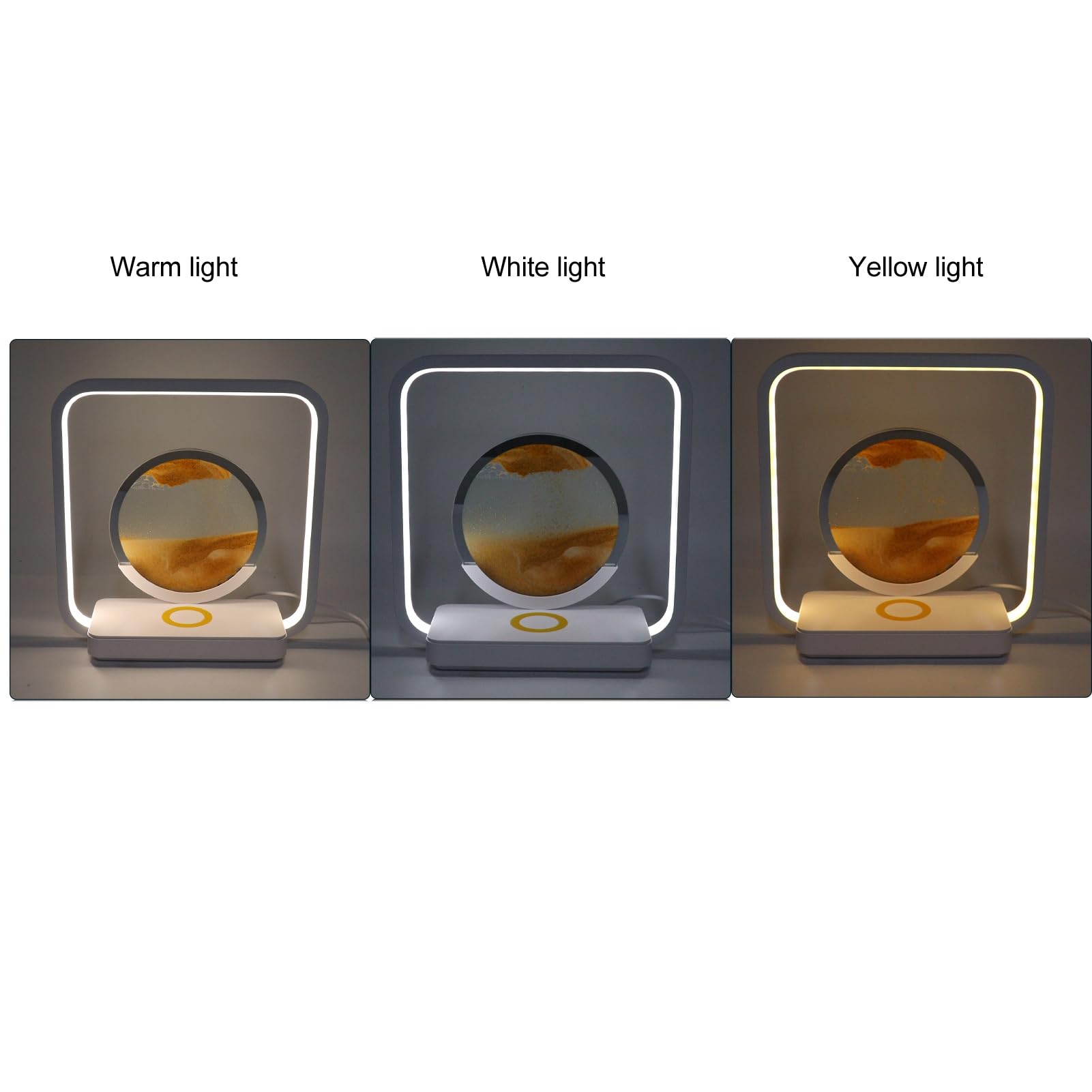 FTVOGUE Lampe Sablier, Lampe Polyvalente à Mouvement Liquide et Sable, Compacte, à intensité Variable en Continu, Alimentée par USB pour Bureau (YELLOW)