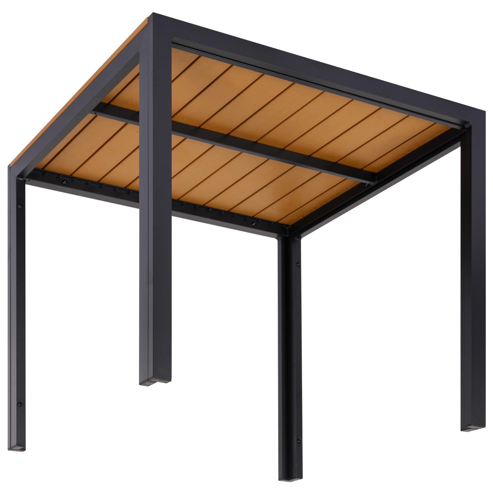 LIFERUN Gartentisch Aluminium, 75x75cm WPC Balkontisch Wetterfest, Quadratischer Terrassentisch, Rutschfester Esstisch Outdoor, Teakbraun
