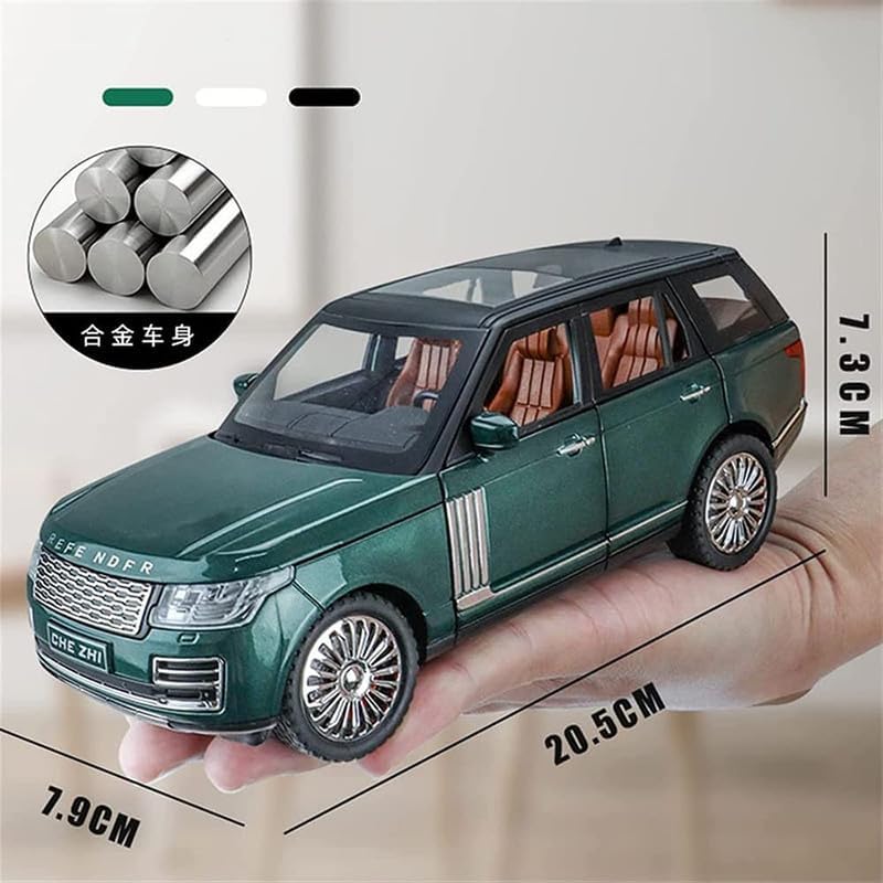 Image of PINQUE Kids New Car 1:24 Refender Diecast Alloy Metal Pull Back Car with Openable Doors Music Sound and Light Vehicle Toy Car for Boys (Green)