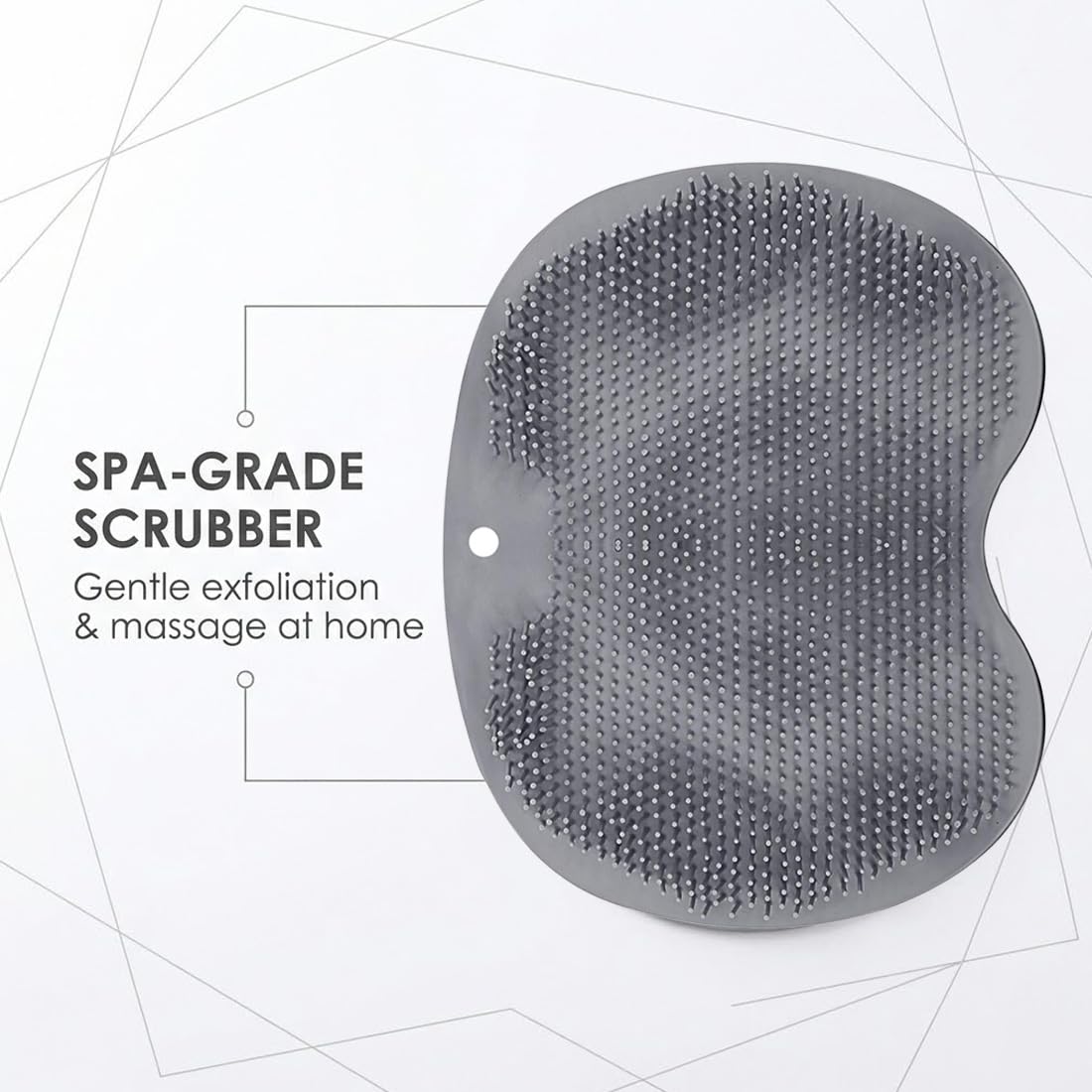 Massaggiatore Piedi e Schiena in Silicone per Doccia, Tappetino Lavapiedi con Ventose, Spazzola Esfoliante Antiscivolo per Cura Piedi e Relax, Grigio.