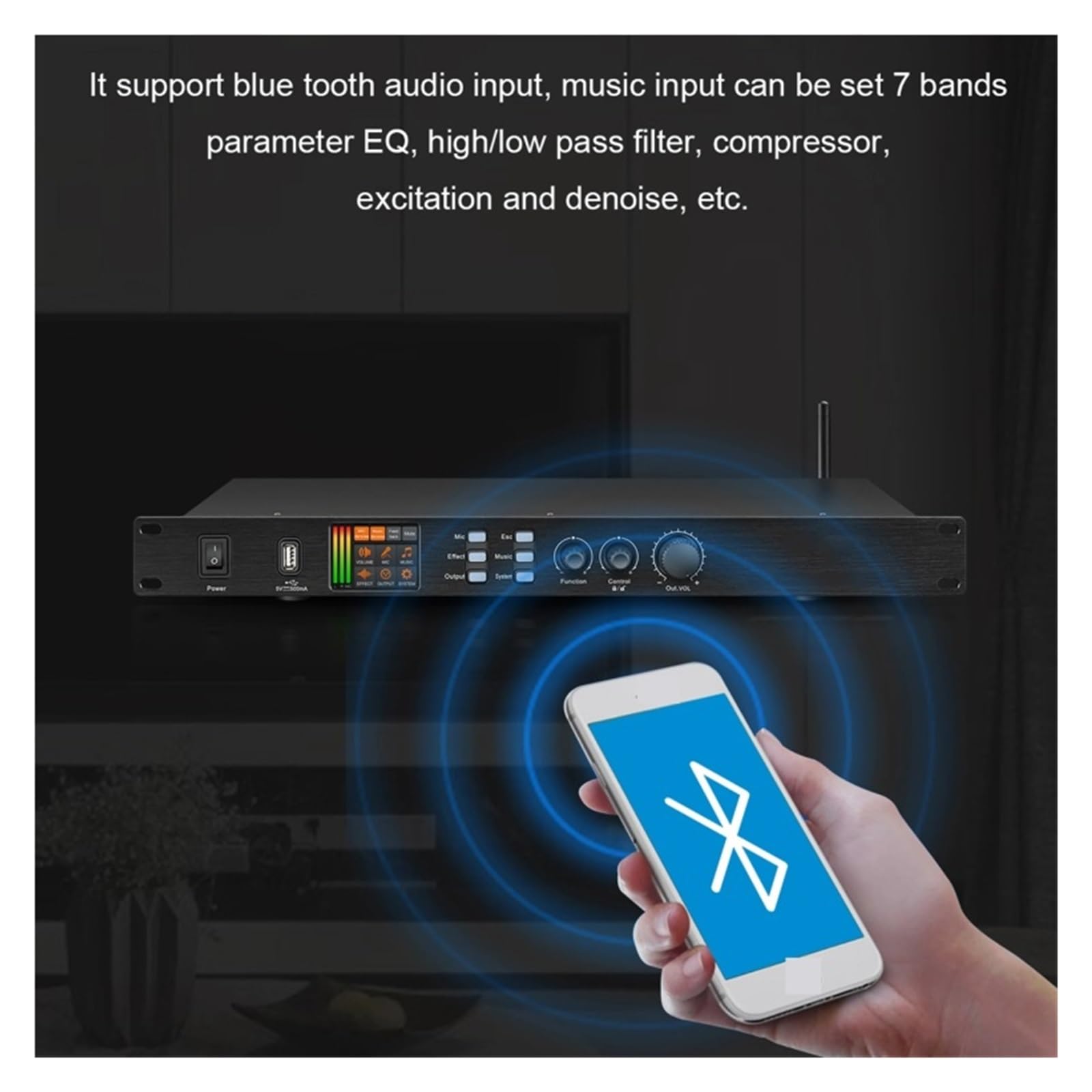 Procesador De Audio Digital Profesional K1800, Procesador De Karaoke DSP De 32 Bits, Preefectos KTV, Sistema De Altavoces Con Efecto Eco, Bluetooth, USB