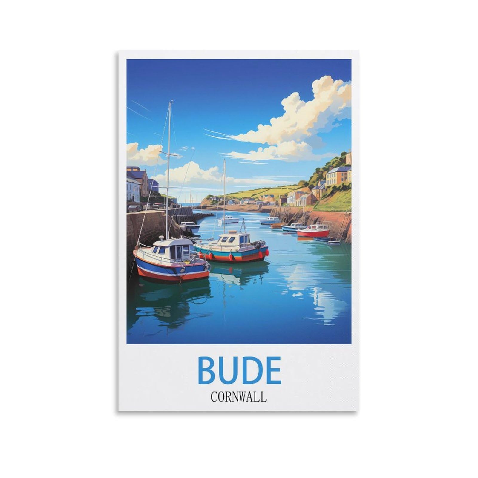Ceyhno Unframe-Style Bude Cornwall Vintage Travel Posters 20X30inch(50X75cm) Canvas Art Poster And Wall Art Picture Print Modern Family Bedroom Decor